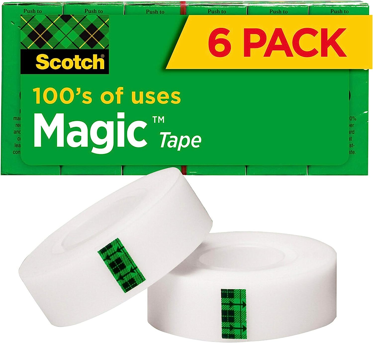 Scotch Magic Tape, 6 Rolls, Numerous Applications, Invisible, Engineered for Repairing, 3/4 x 1000 Inches, Boxed (810K6)