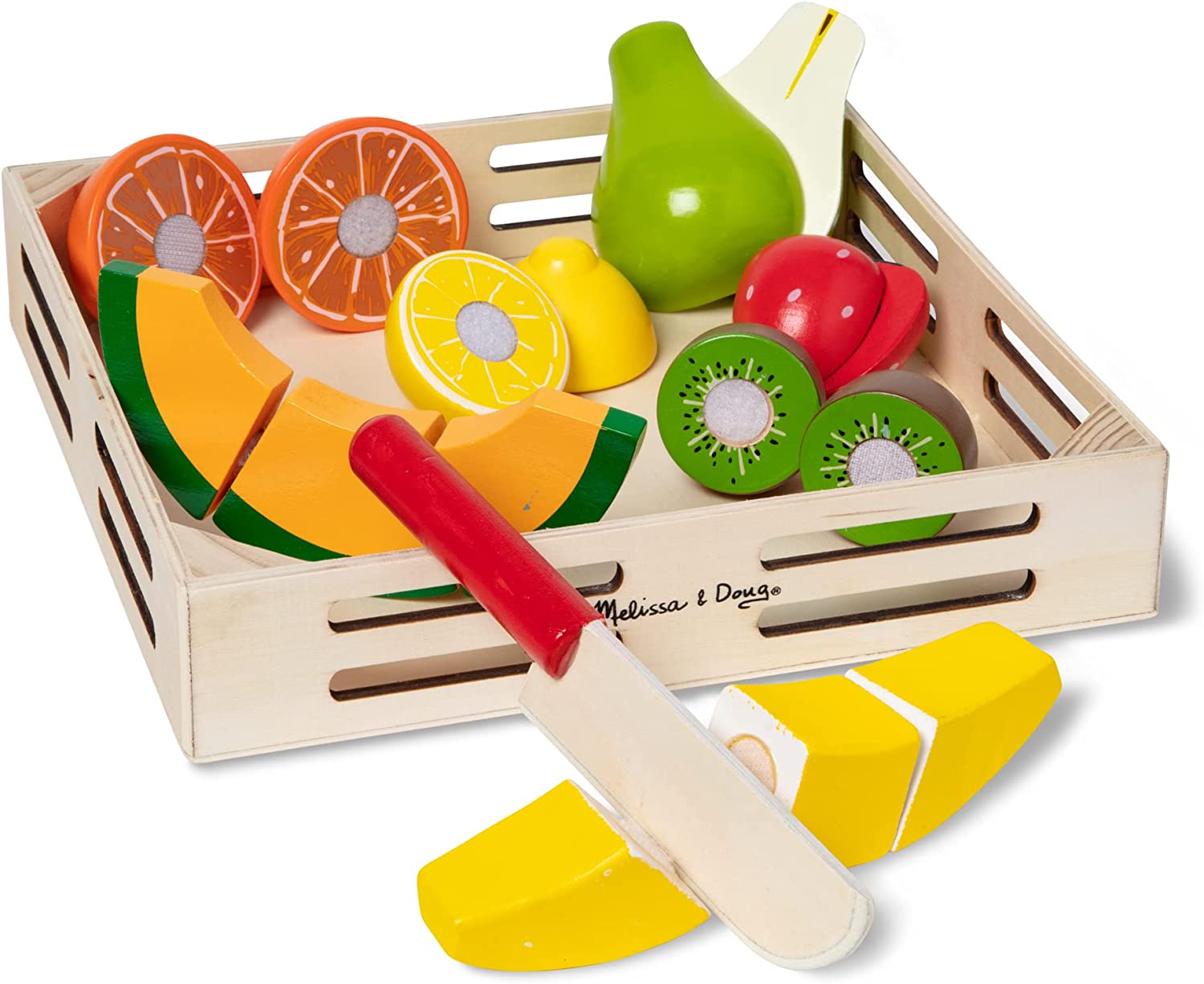 Melissa & Doug Cutting Fruit Set - Wooden Play Food Kitchen Accessory, Multi - Pretend Play Accessories, Wooden Cutting Fruit Toys For Toddlers And Kids Ages 3+