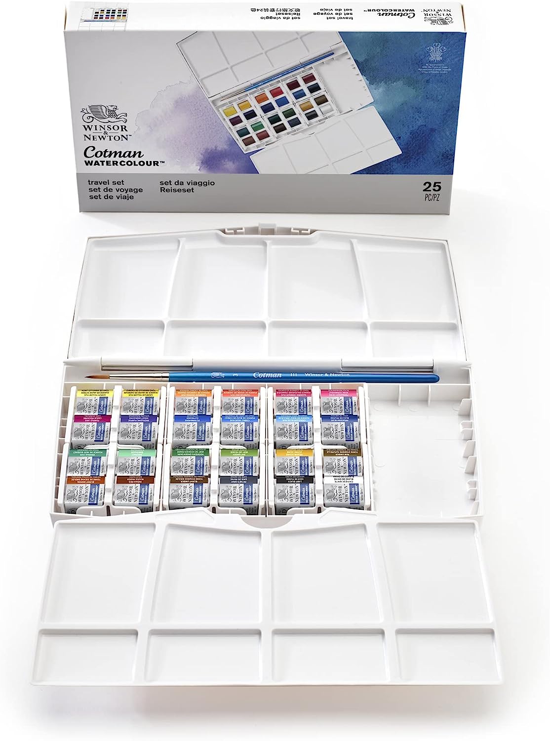 Winsor & Newton Cotman Watercolor Paint, Plus Set 24 Half Pans, Set of 24