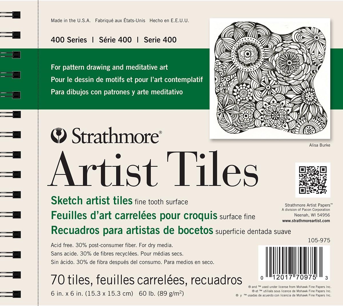 Strathmore Artist Tiles 6"X6" 70/Pkg-Recycled Sketch -62105975