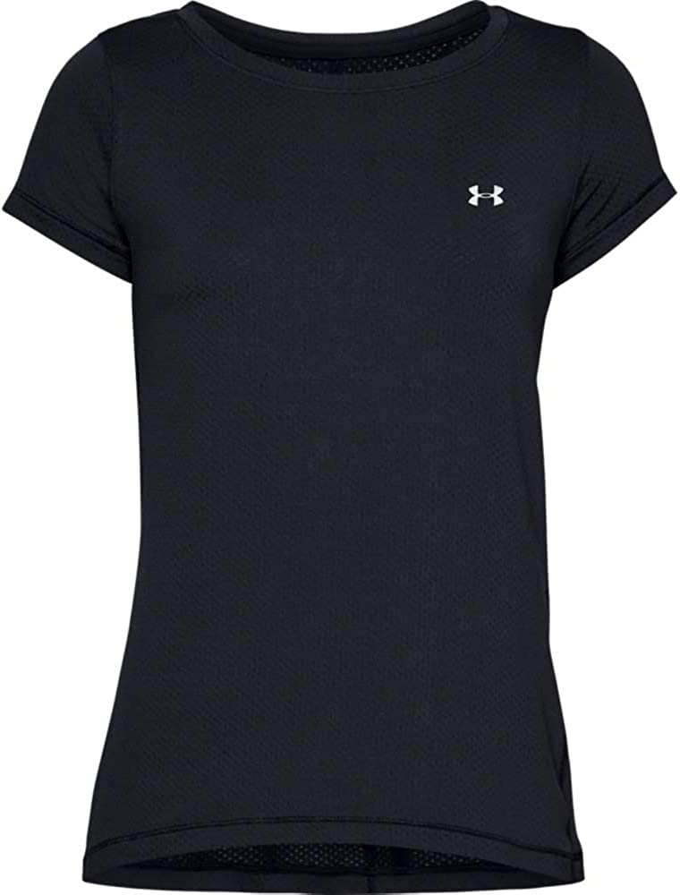 Under Armour Women's HeatGear Armour Short-Sleeve T-Shirt , Black (001)/Metallic Silver , Medium