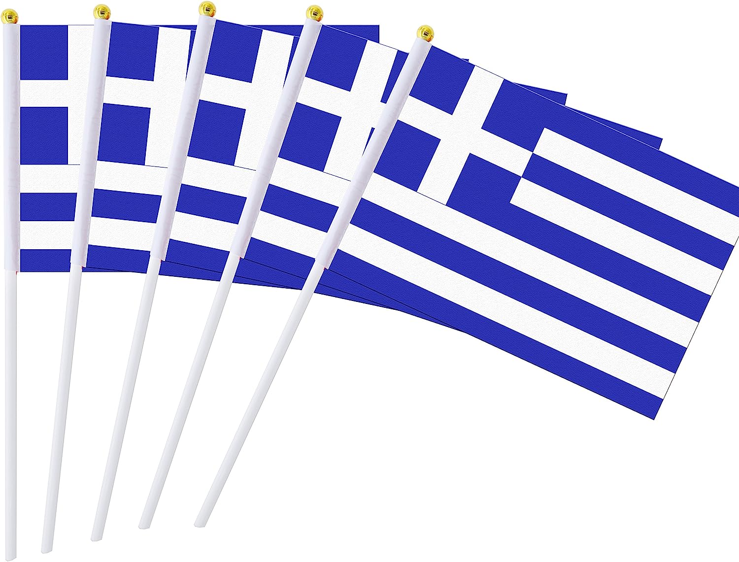 25 Pack Hand Held Small Mini Flag Greece Flag Greek Flag Stick Flag Round Top National Country Flags,Party Decorations Supplies For Parades,World Cup,Festival Events ,International Festival