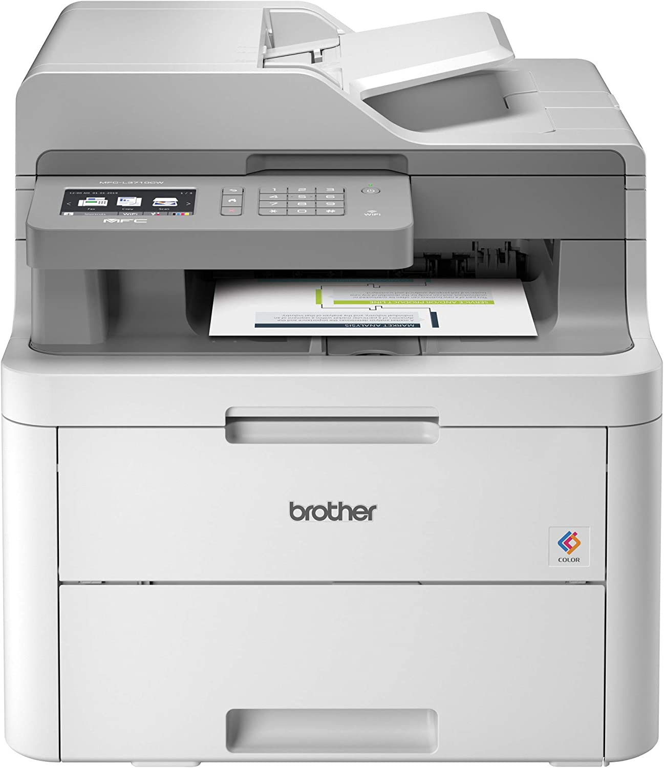Brother MFC-L3710CW Compact Digital Color All-in-One Printer Providing Laser Printer Quality Results with Wireless,  Dash Replenishment Ready, White