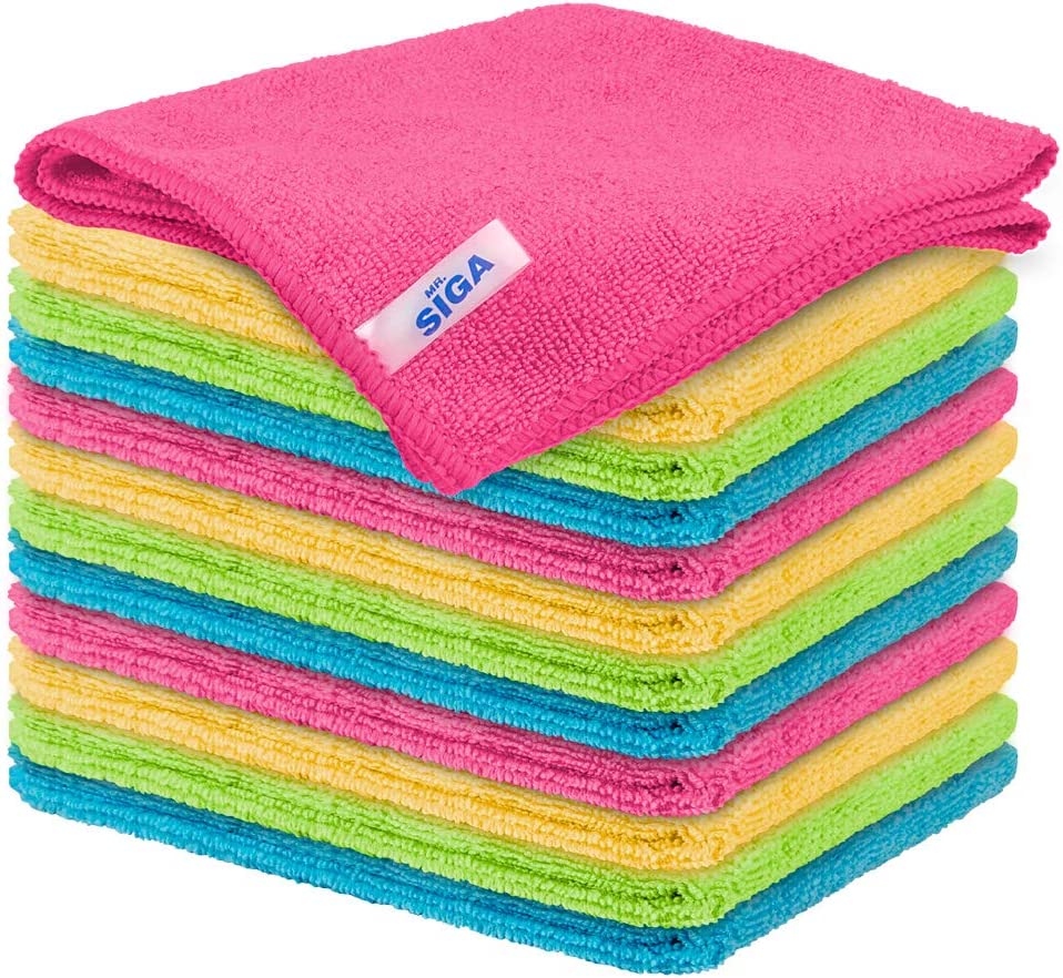 MR.SIGA Microfiber Cleaning Cloth,Pack of 12,Size:12.6" x 12.6"