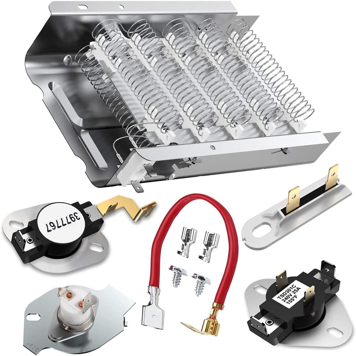 279838 Dryer Heating Element for Whirlpool Kenmore Roper Maytag Amana Cabrio Admiral Dryer Heating Element Parts Dryer Thermostat Thermal Fuse medx655dw1 500 600 70 80 Series Model 110 Dryer Part
