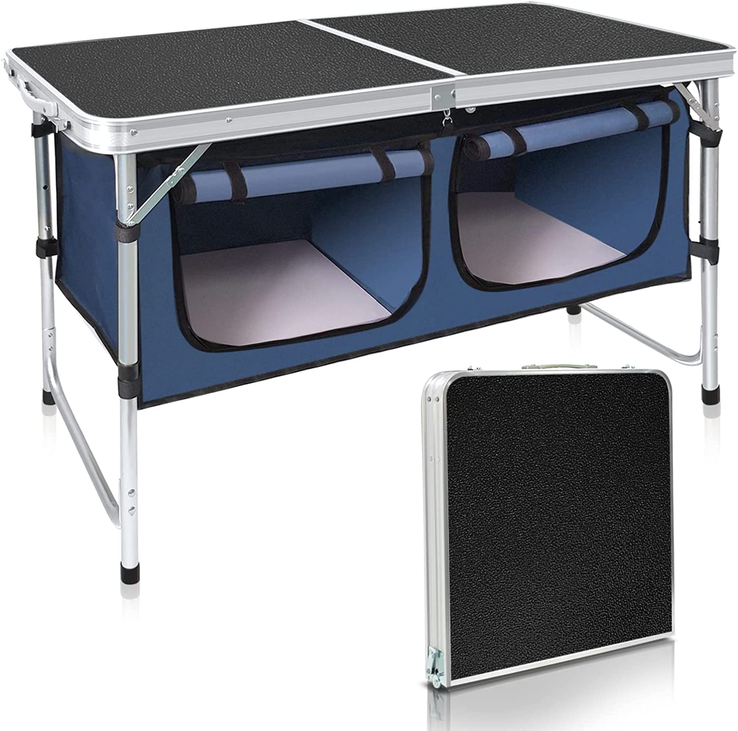Camp Field Camping Folding Aluminum Table with Adjustable Legs for Outdoor Travel Beach, Backyards, BBQ, Party and Picnic Foldable Table …