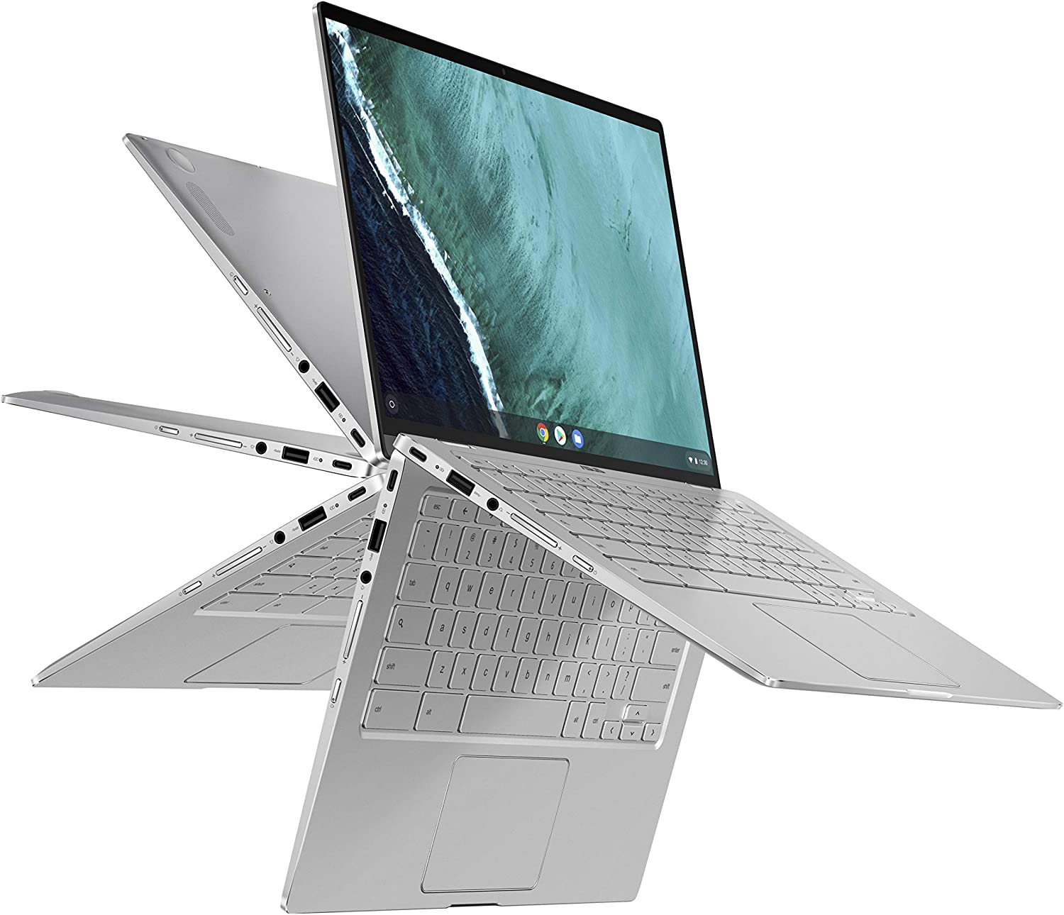 ASUS Chromebook Flip C434 2-In-1 Laptop- 14" Full HD 4-Way NanoEdge Touchscreen, Intel Core M3-8100Y Processor, 8GB RAM, 64GB eMMC Storage, Backlit KB, Chrome OS- C434TA-DS384T Silver