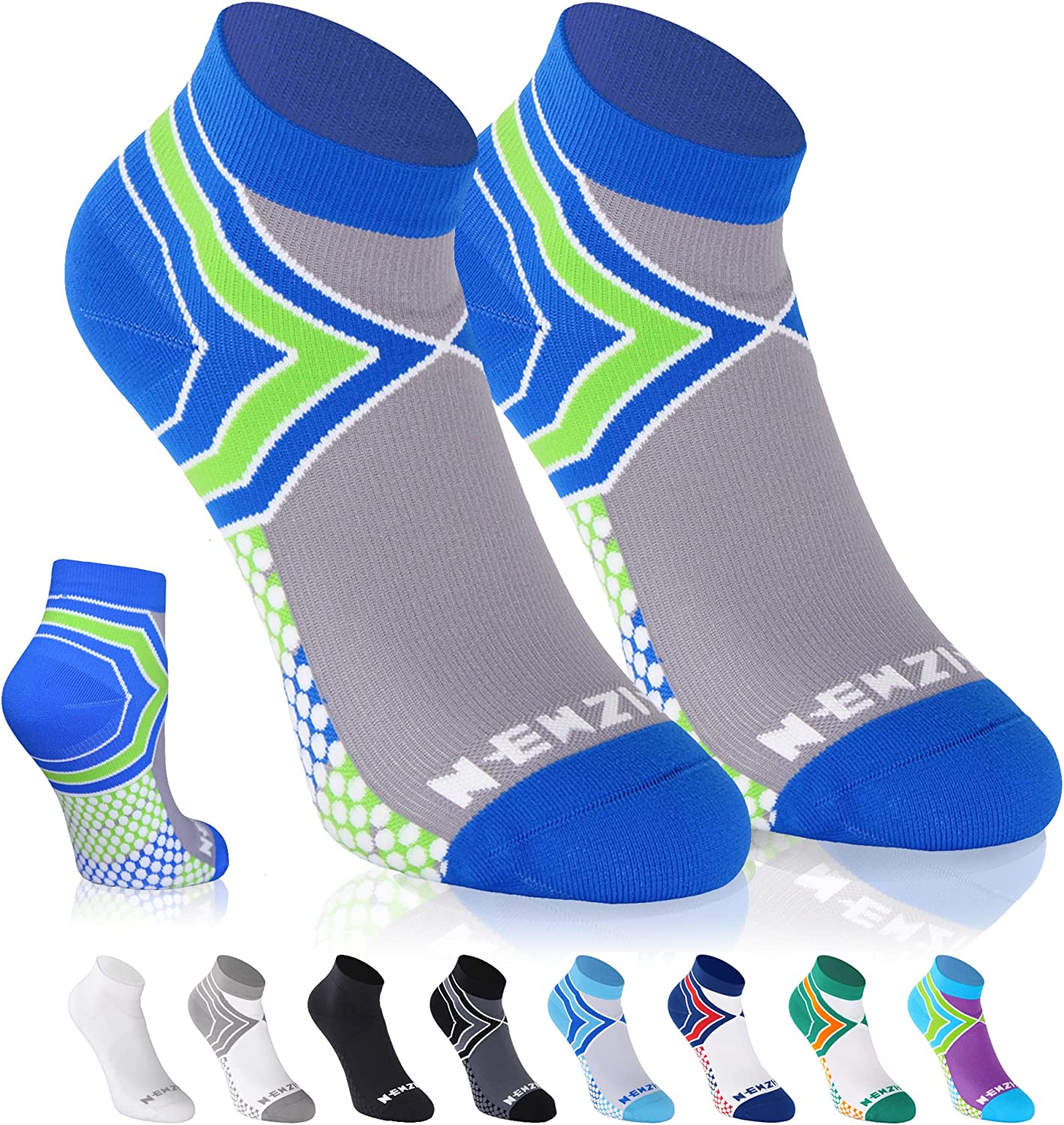 NEWZILL Ankle Compression Socks for Men & Women, Cushioned Low Cut Compression Running Socks with Ankle Support
