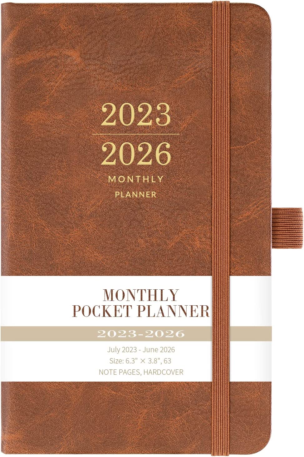 Monthly Pocket Planner/Calendar - 3 Year Pocket Monthly Calendar, 6.3" × 3.8", 36-Month Planner with Pen Hold, Elastic Closure, 2 Bookmarks, Inner Pocket, Thick Paper, B