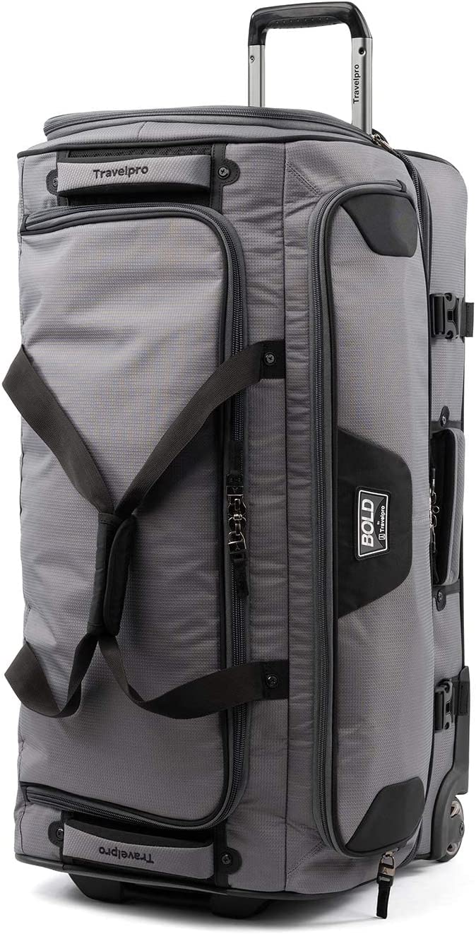 Travelpro Bold Drop Bottom Wheeled Rolling Duffel Bag, Grey/Black, 30-Inch