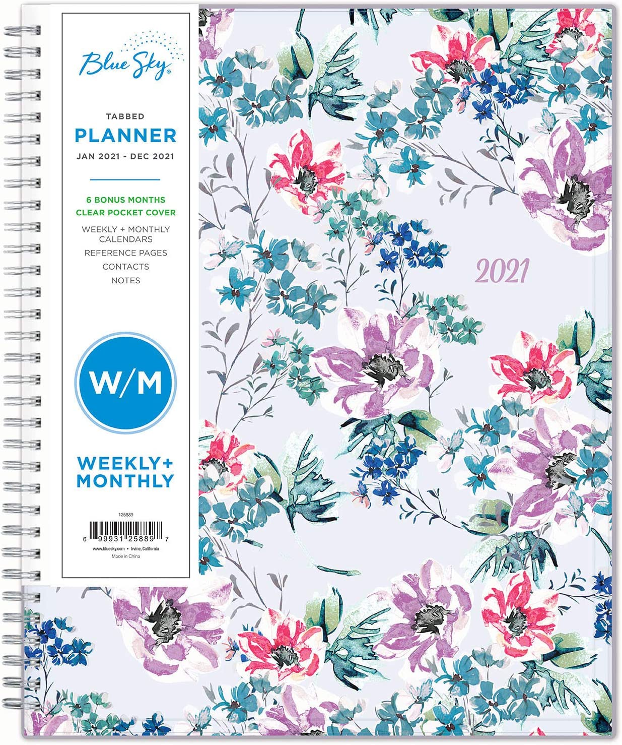 Blue Sky 2026 Weekly & Monthly Planner, Flexible Cover, Twin-Wire Binding, 8.5" x 11", Laila (125889)