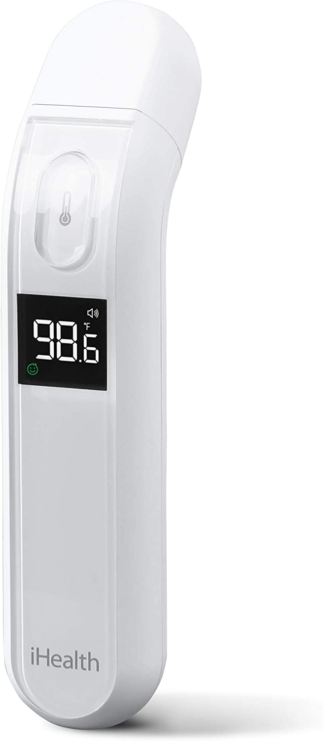 Thermometer for Adults by iHealth, Infrared Forehead Thermometer for Adults and Kids, Touchless Digital Baby Thermometer with Fever Indicator, Non Contact Thermometer (PT2L)