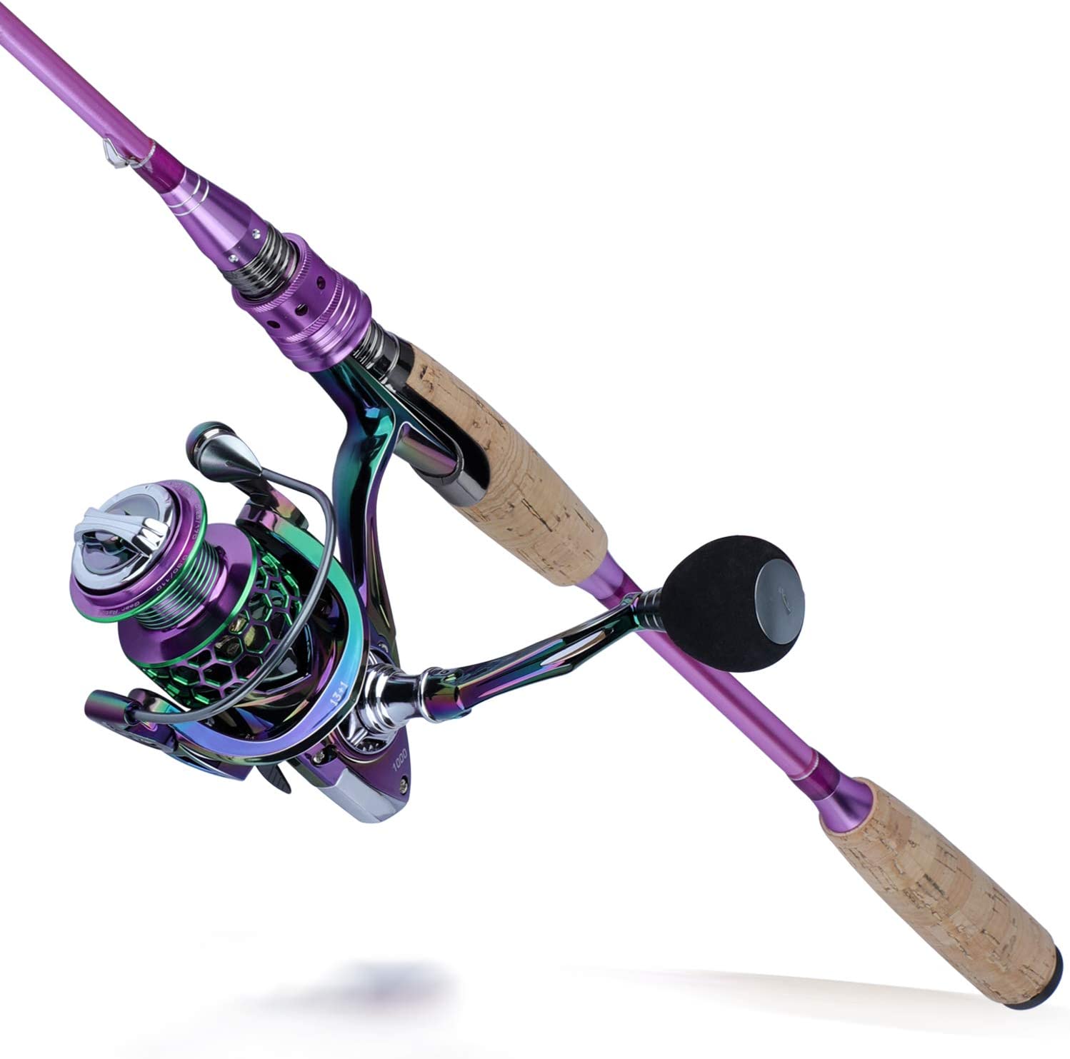 Sougayilang Fishing Rod Reel Combo，Carbon Fiber Protable Casting & Spinning Fishing Pole and Colorful Casting & Spinning Reel for Travel 4 Pieces Freshwater