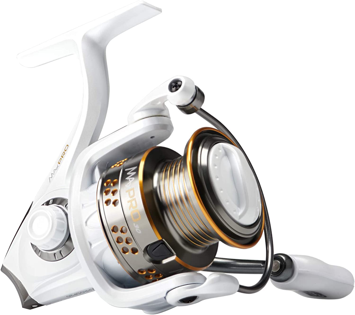 Abu Garcia Max Pro Spinning Reel, Size 60, Right/Left Handle Position, Graphite Body, Corrosion-Resistant, Machined Aluminum Spool, Front Drag System
