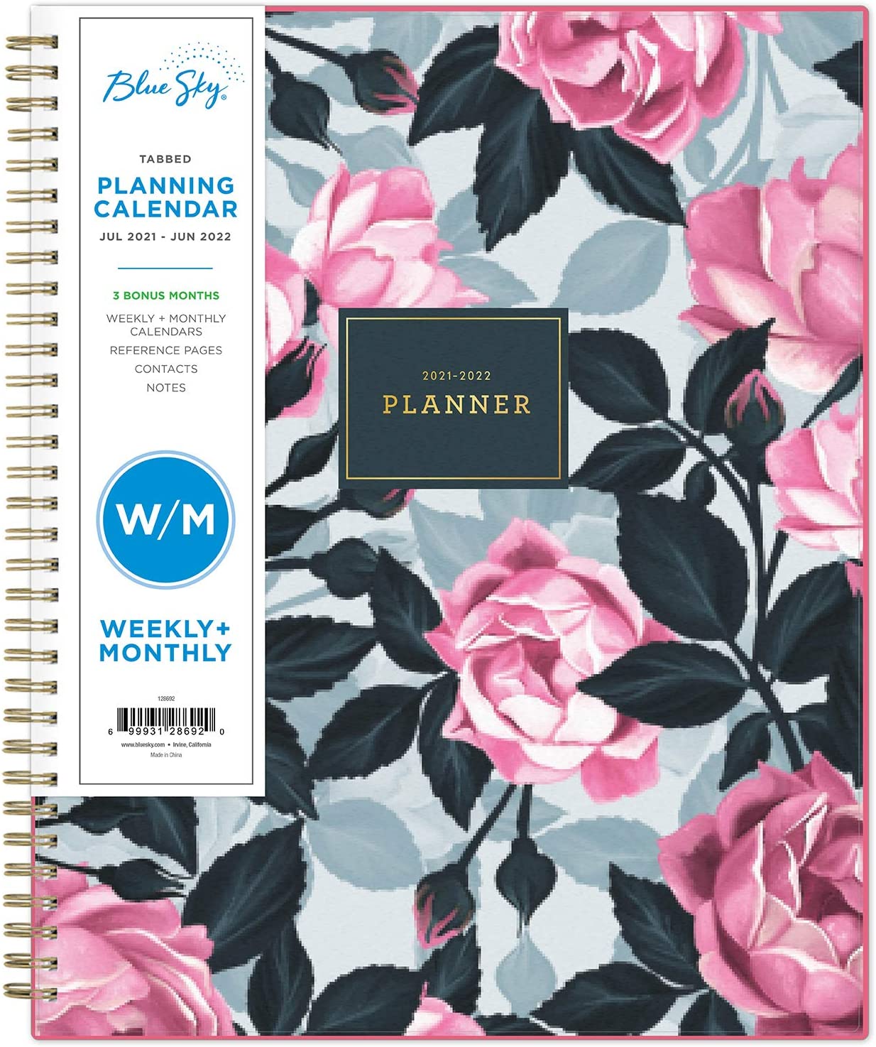 Blue Sky 2026-2020 Academic Year Weekly & Monthly Planner, 8.5" x 11", Frosted Flexible Cover, Wirebound, Roosevelt Pink (128692)