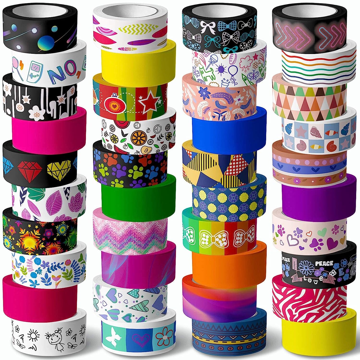 KUNMINGER 40 Rolls Washi Tape Set - 15 mm Wide Colored Masking Tape for Kids,Decorative Adhesive for DIY Crafts,Gift Wrapping, Scrapbooking Supplies,Bullet Journals,Planners,Party Decorations