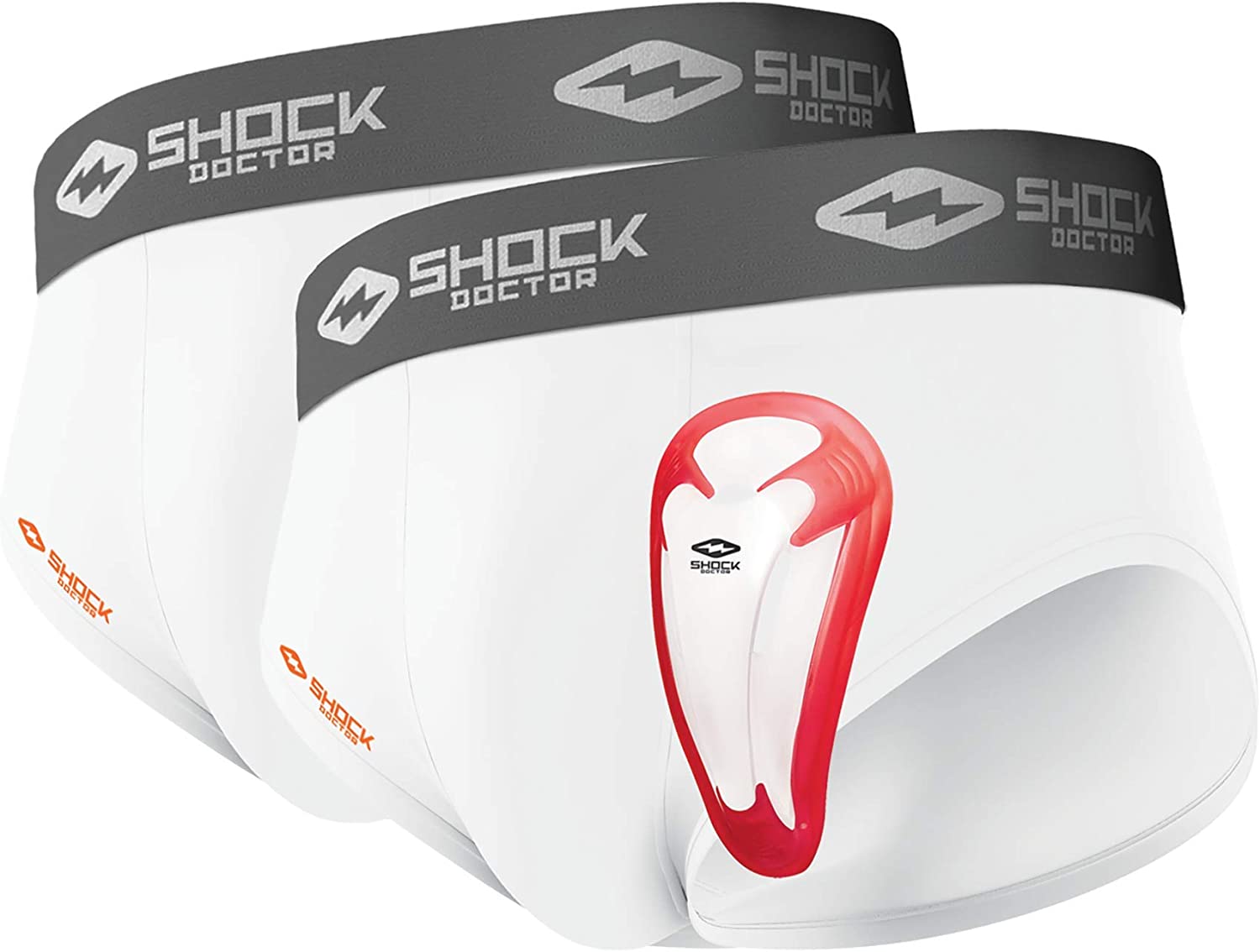 Shock Doctor Youth 2-Pack Briefs Underwear with BioFlex Cup Included. for Boys/Kids. Core Protective for All Sports.