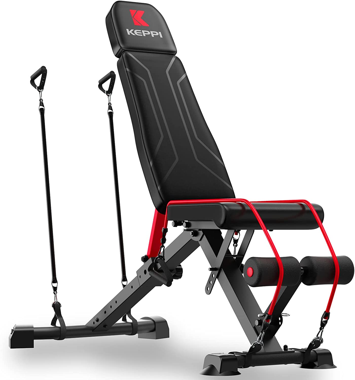 Keppi Adjustable Weight Bench-Foldable Workout Bench Press for Full Body Strength Training, Incline Decline Bench with Fast Folding -  Version