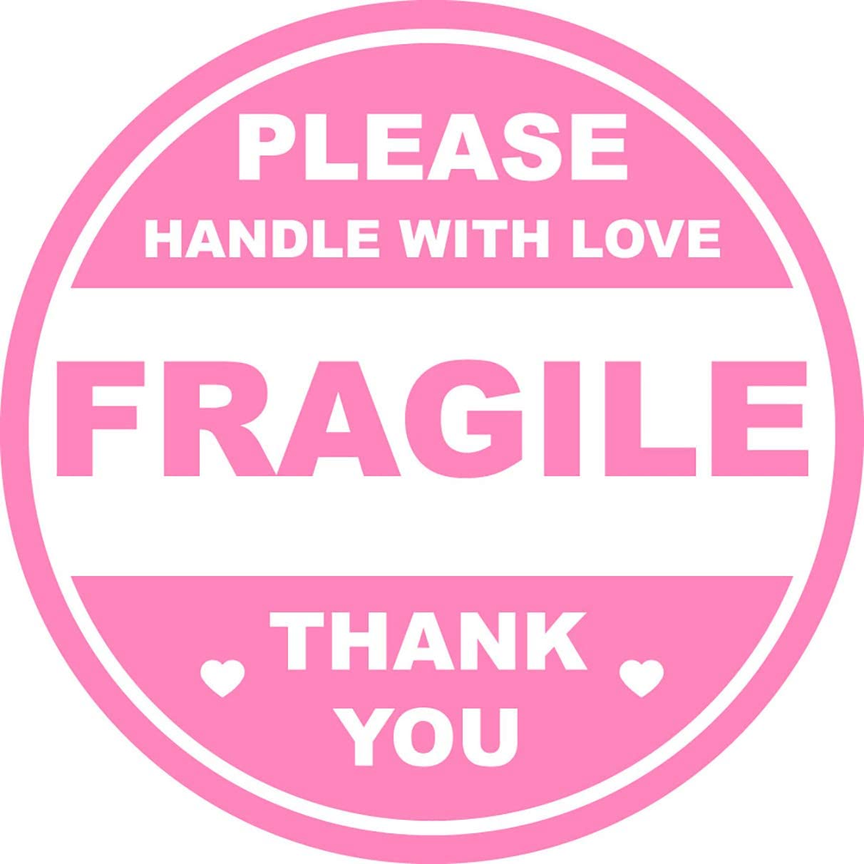 2 inch 300 PCS Pink Round Fragile Labels Circle Fragile Stickers for Shipping Mailing Envelops Cartons Pallets Adhesive Labels-Poskornwel