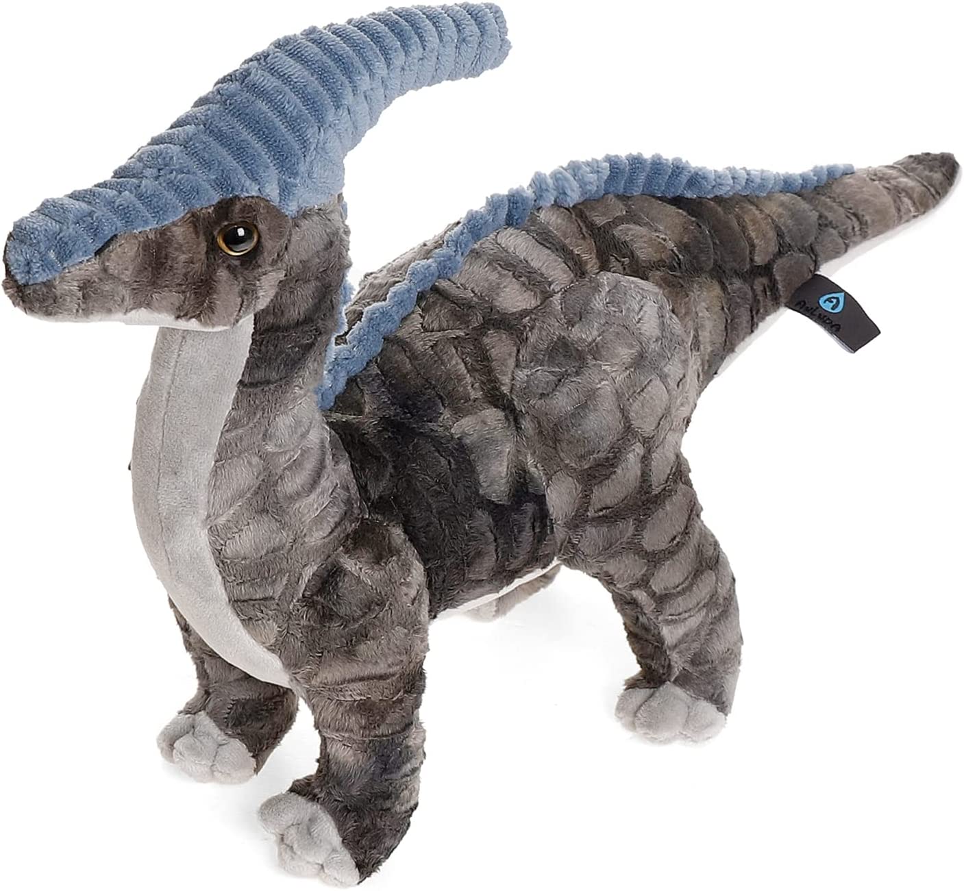 Dinosaur Plush Toy, 16" Parasaurolophus Stuffed Animal Throw Plushie Pillow Doll, Soft Grey Fluffy Friend Hugging Cushion - Present for Every Age & Occasion