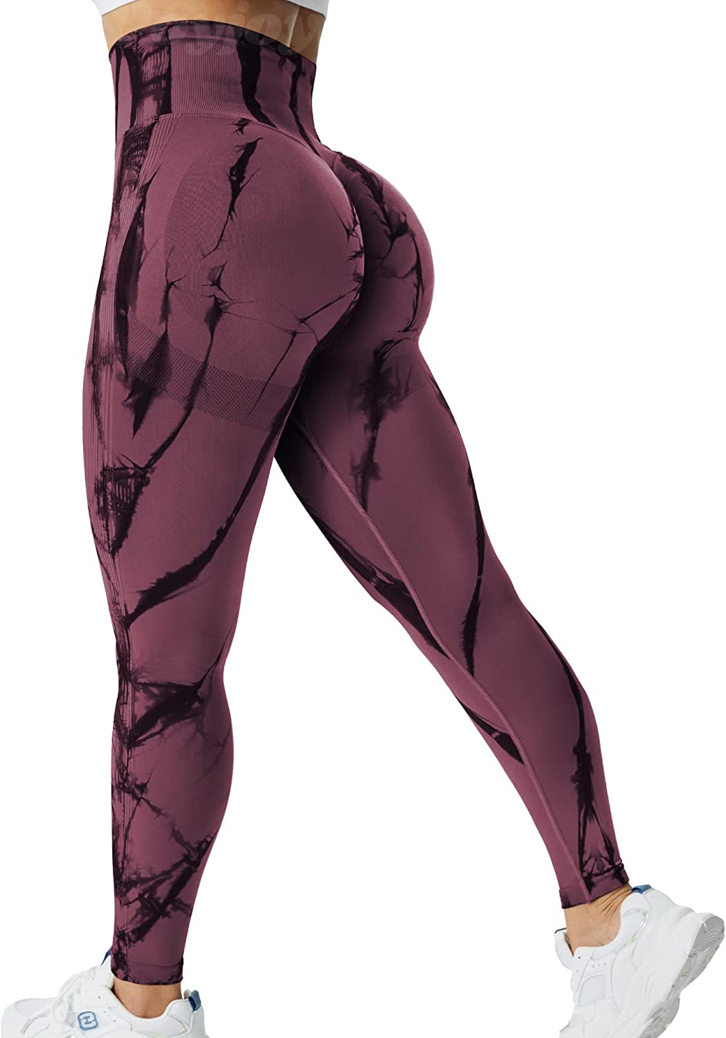 VOYJOY Tie Dye Seamless Leggings for Women High Waist Yoga Pants, Scrunch Butt Lifting Elastic Tights