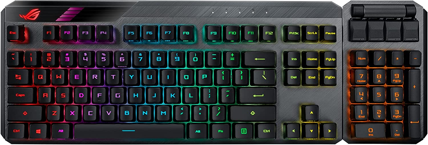 ASUS ROG Claymore II Wireless Modular Gaming Mechanical Keyboard (ROG RX Switches, detachable numpad & wrist rest for TKL 80%/100%, Aura Sync, media controls, fast charge, USB 2.0 Passthrough)-Black