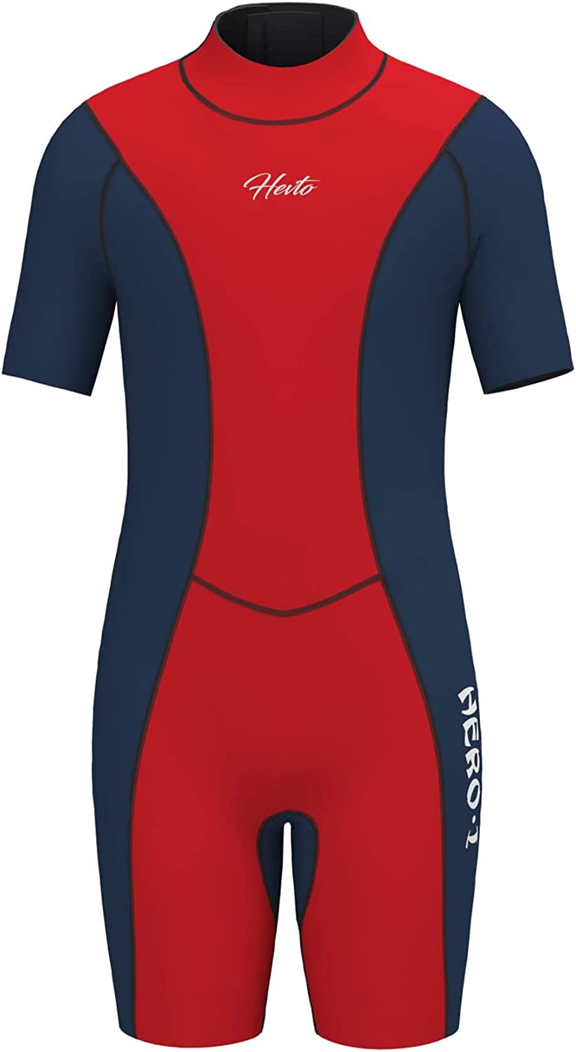 Hevto Wetsuits Kids and Youth 3/2mm Neoprene Full Shorty Suits Surfing Swimming Diving Keep Warm for Water Sports