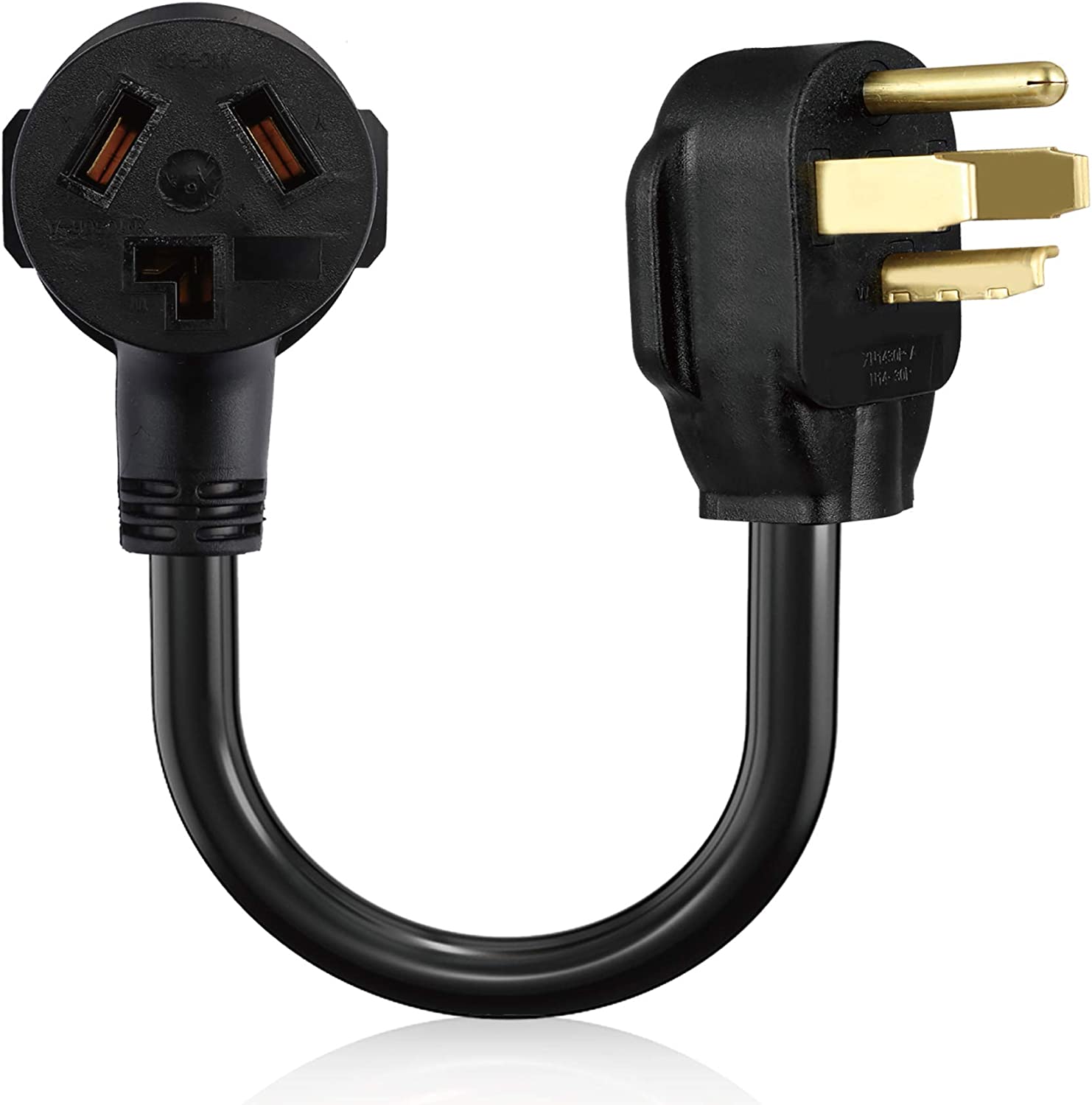 BOEEMI 4 Prong New Electric Dryer Plug Male to 3-Prong Old Dryer Receptacle Female Connector Adapter, NEMA 14-30P to 10-30R 4-Prong Dryer Outlet Adapter, 30A 125/250V 1.5FT, UL Compliant