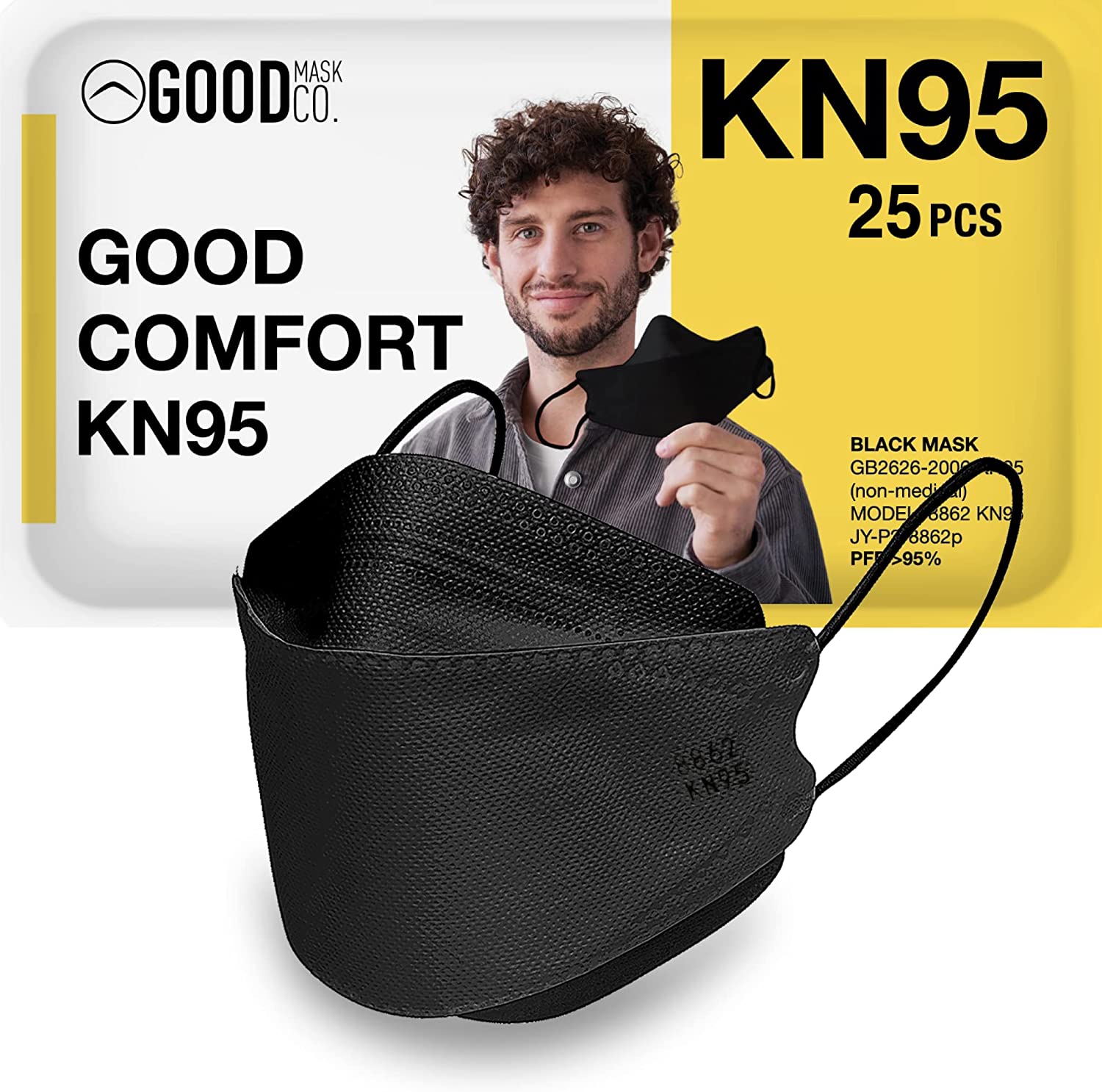 Good Mask Co. Good Comfort KN95 Face Mask, Disposable KN95 Face Mask, Folding, Comfortable Face Masks, Bulk Face Masks