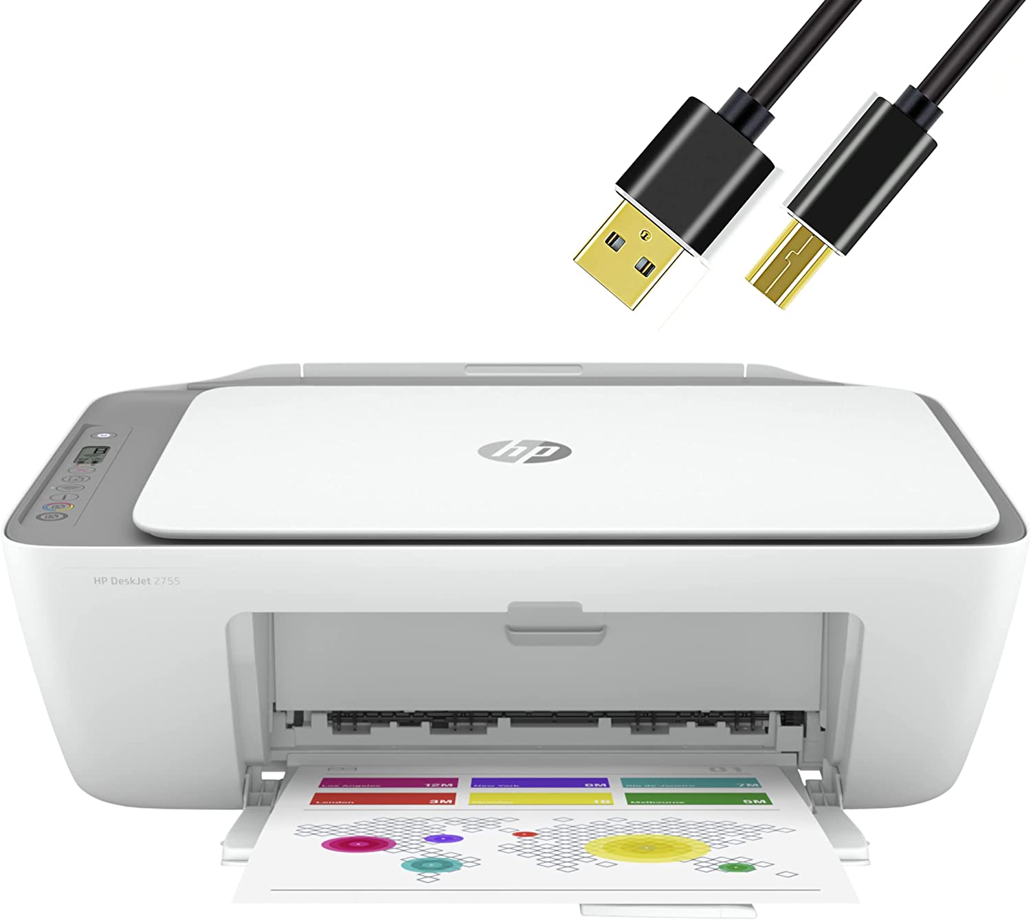 NEEGO HP All in One Wireless Color Inkjet Printer Print Copy Scan Wireless USB Connectivity Mobile Printing 6 Feet Printer Cable - Grey