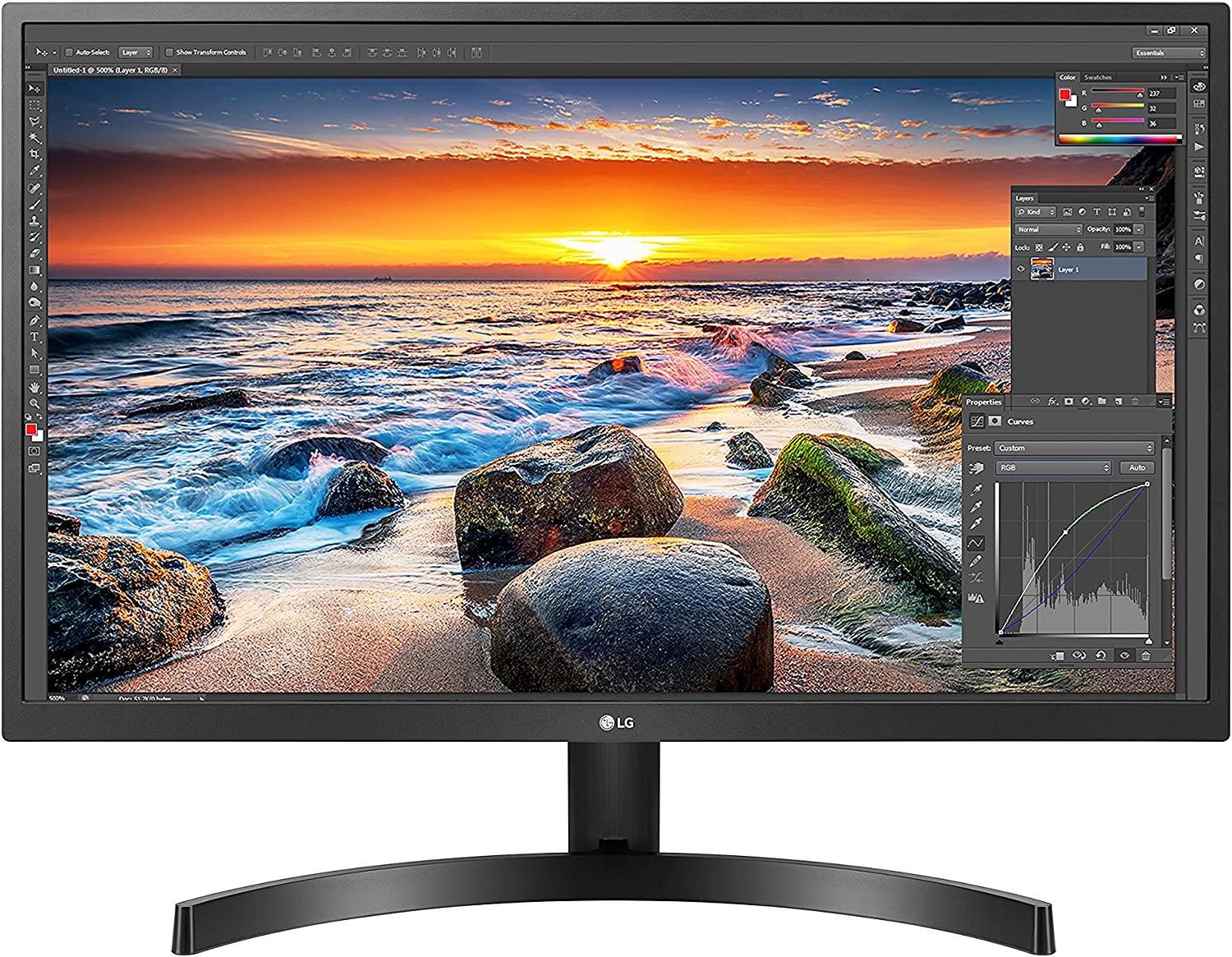 LG 27UK500-B Monitor 27” UHD (3840 x 2160) IPS Display, AMD FreeSync Technology, sRGB 98% Color Gamut, HDR 10, OnScreen Control, Wall Mountable - Black