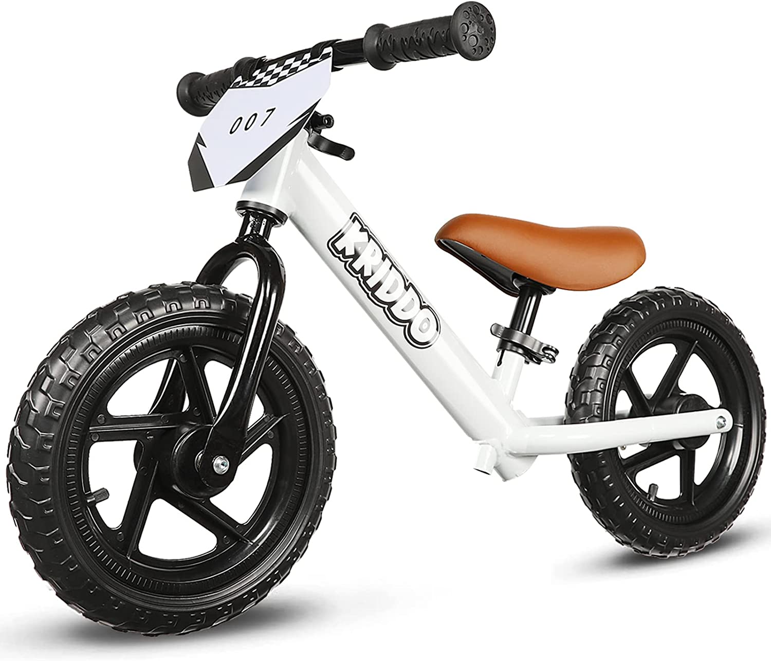 KRIDDO Toddler Balance Bike 2 Year Old, Age 18 Months to 5 Years Old, 12 Inch Push Bicycle with Customize Plate (3 Sets of Stickers Included), Steady Balancing, Gift Bike for 2-3 Boys Girls
