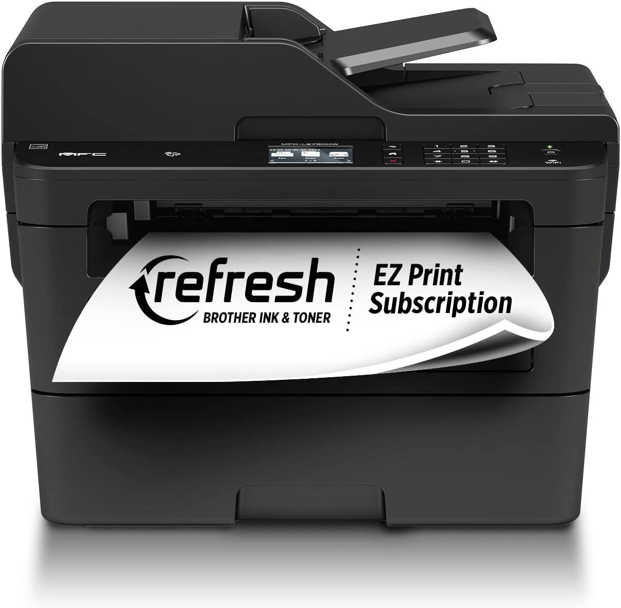 Brother MFCL2750DW Monochrome All-in-One Wireless Laser Printer, Duplex Copy & Scan, Refresh Subscription,Black,Large