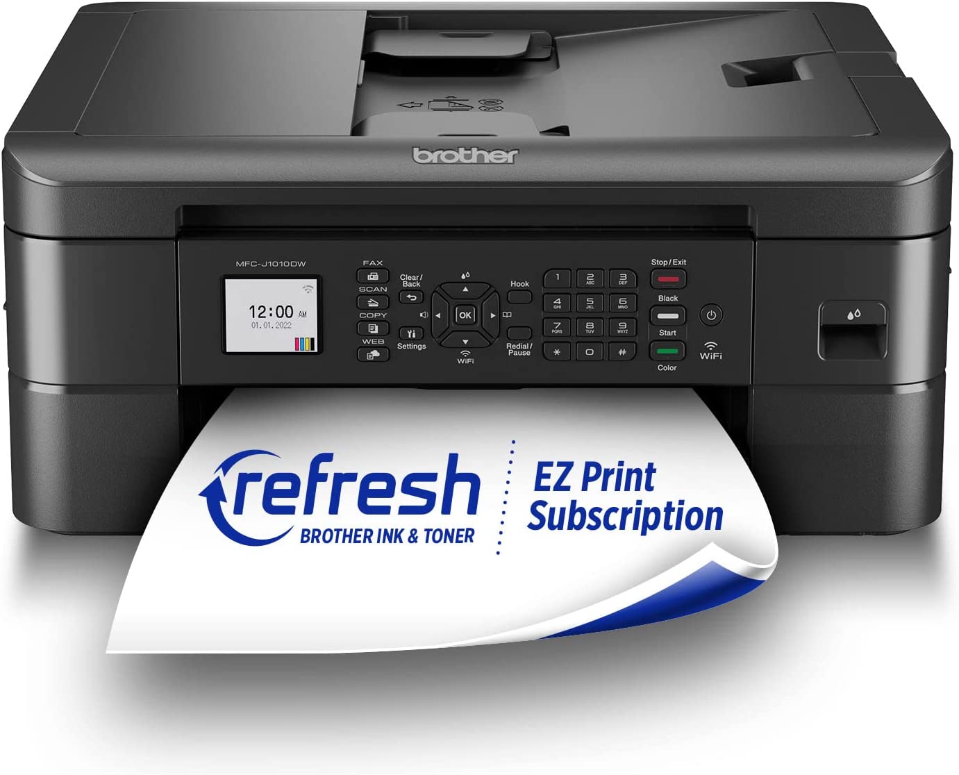 Brother MFC-J1010DW Wireless Color Inkjet All-in-One Printer with Mobile Device and Duplex Printing, Refresh Subscription and  Dash Replenishment Ready