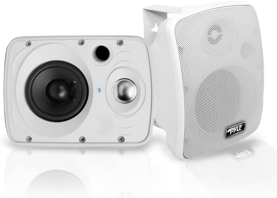 Outdoor Waterproof Wireless Bluetooth Speaker - 6.5 in 800 Watt Pair 2-way Weatherproof Wall/Ceiling Mounted Dual Speakers w/Heavy Duty Grill,Universal Mount,Patio,Indoor Use-Pyle PDWR64BTW,White