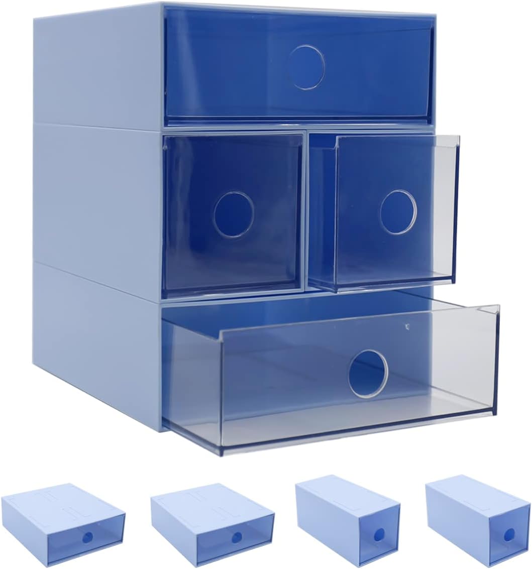 Desk Drawers Changeable Combination Plastic 4 Drawers Cube Storage Organizer for Office Supplies, Pens and Pencil, Comestic Stuff