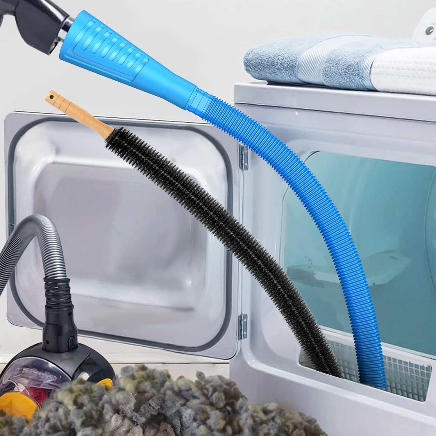 Sealegend 2 Pieces Dryer Vent Cleaner Kit and Dryer Lint Brush Vacuum Hose Attachment Brush Lint Remover Power Washer and Dryer Vent Vacuum Hose
