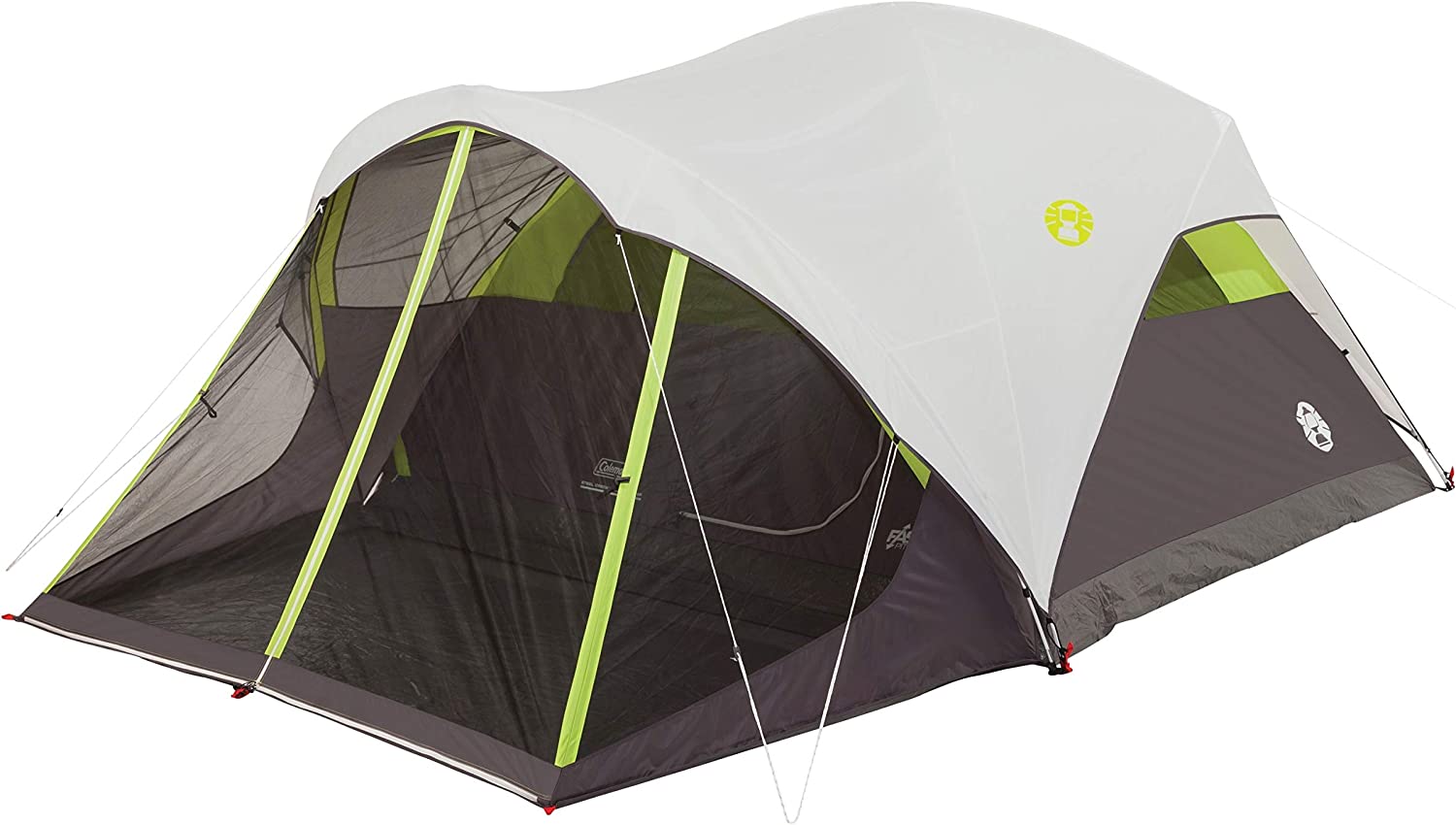 Coleman Steel Creek Fast Pitch Dome Tent with Screen Room, 6-Person, White, 10' x 9'