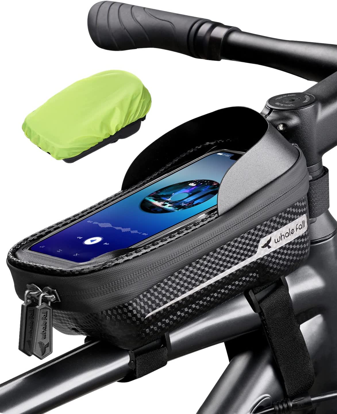whale fall 2023 Hard Casing Bike Bag, Bike Accessories, Never Deform / Lighter / Waterproof, Bike Phone Holder Bike Phone Mount, 3D Hard Eva with 0.25mm Sensitive TPU Touch-Screen, with Rain Cover for