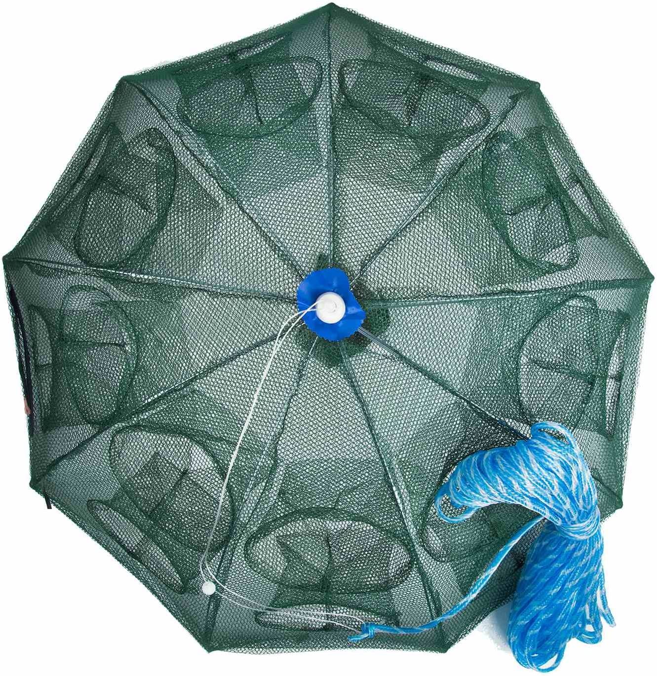 Goture Collapsible Folded Crab Trap Fishing Net Minnow Fish Crayfish Crawdad Shrimp Bait Trap with Rope 8 12 16 18 Holes