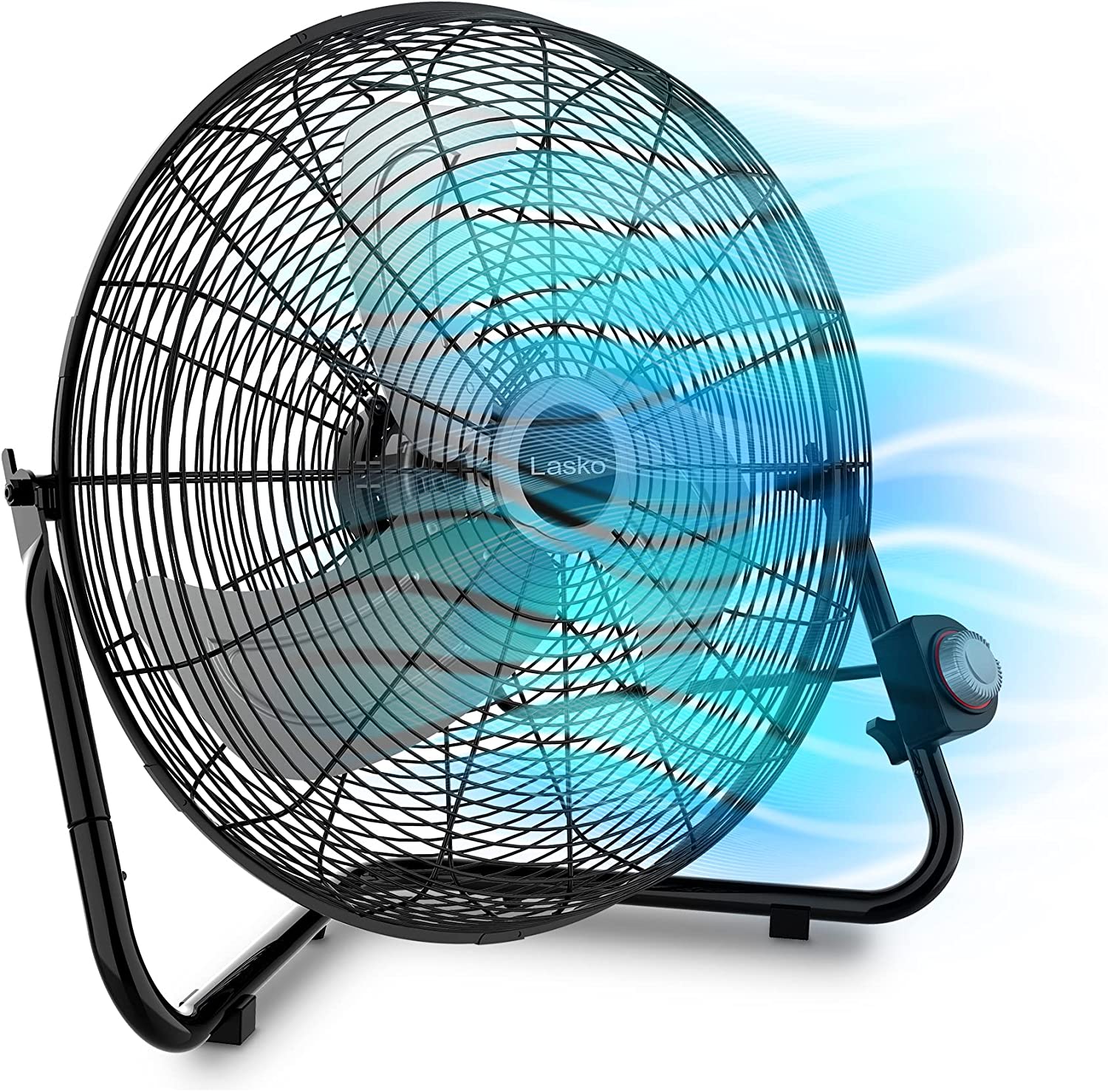 Lasko High Velocity Floor Fan with Wall mount Option, 3 Powerful Speeds, Pivoting Fan Head for Home, Garage, Attic, 20", Black, 2264QM