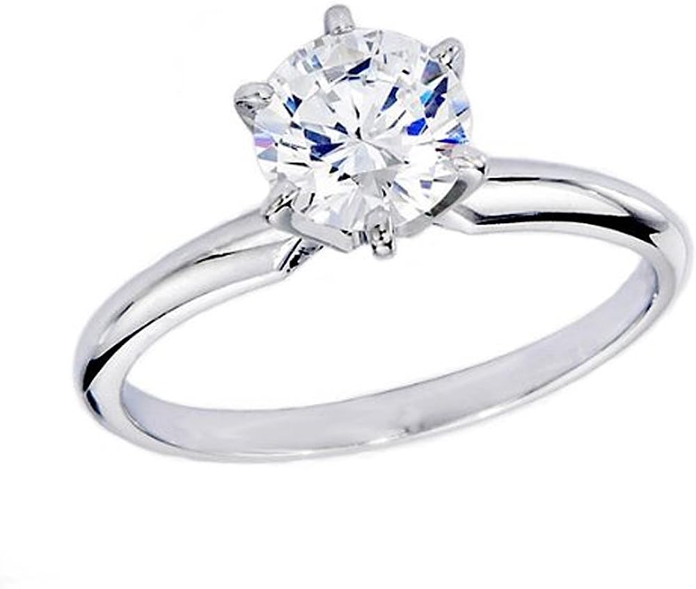 Dazzlingrock Collection IGI Certified 1.02 Carat (ctw) 14K Real Round Diamond Ladies Engagement Solitaire Ring, White Gold