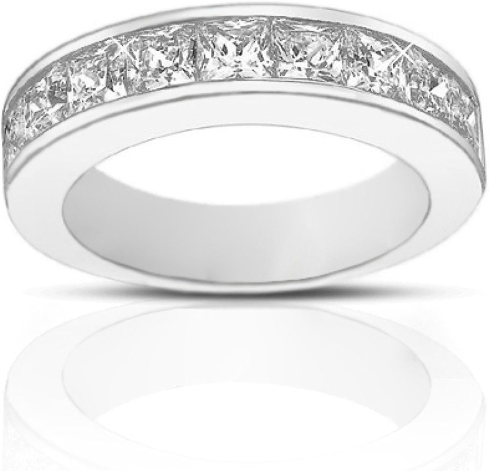 Madina Jewelry 2.00 Ct Ladies Princess Cut Diamond Wedding Band Ring in 18 kt White Gold