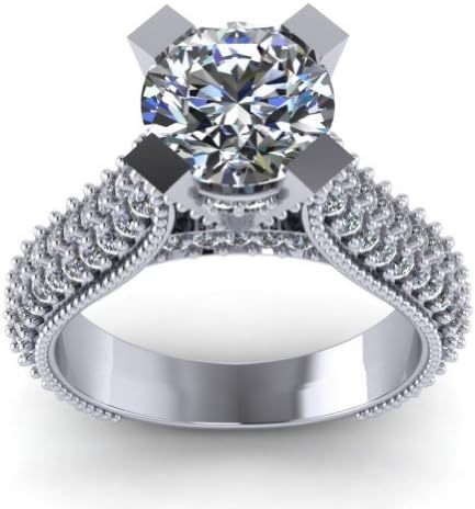 Madina Jewelry 2.65 ct Pave Set Round Cut Diamond Engagement Ring in Platinum