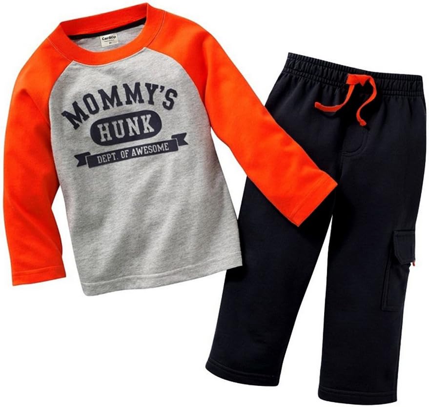 Coralup Toddler Boys Girls Unisex Cotton 2-Piece Long-Sleeve Shirts and Pants Playwear Set