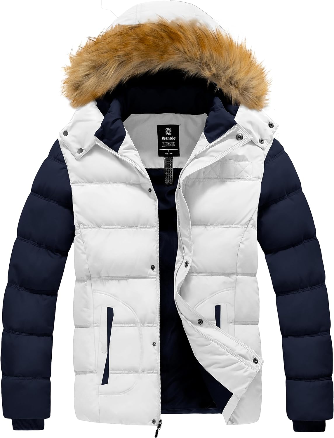 Wantdo Men's Winter Puffer Jacket Thicken Winter Coat Warm Padded Jacket with Hood