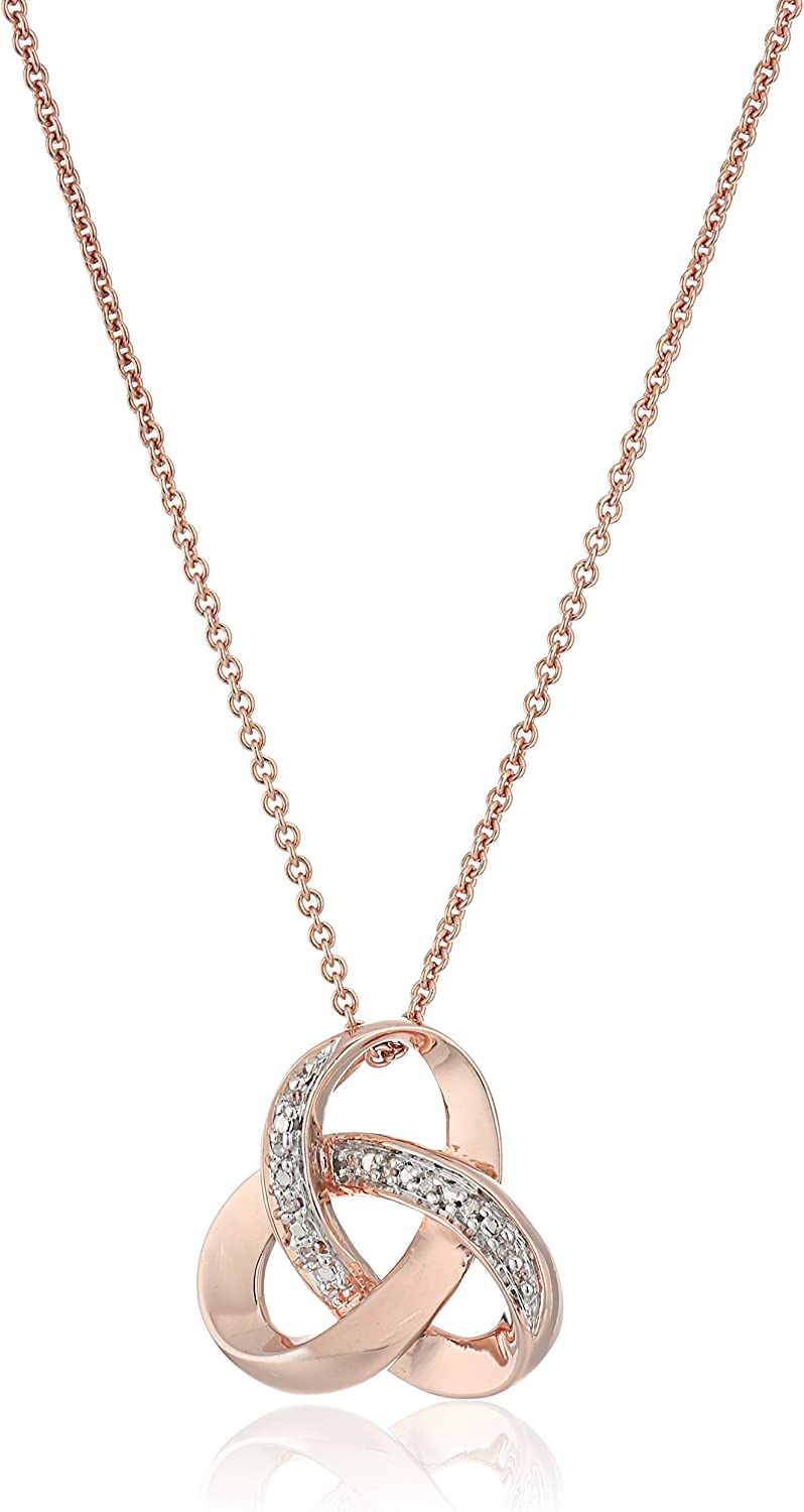  Collection womens 18K Gold over Sterling Silver Diamond Knot Pendant Necklace