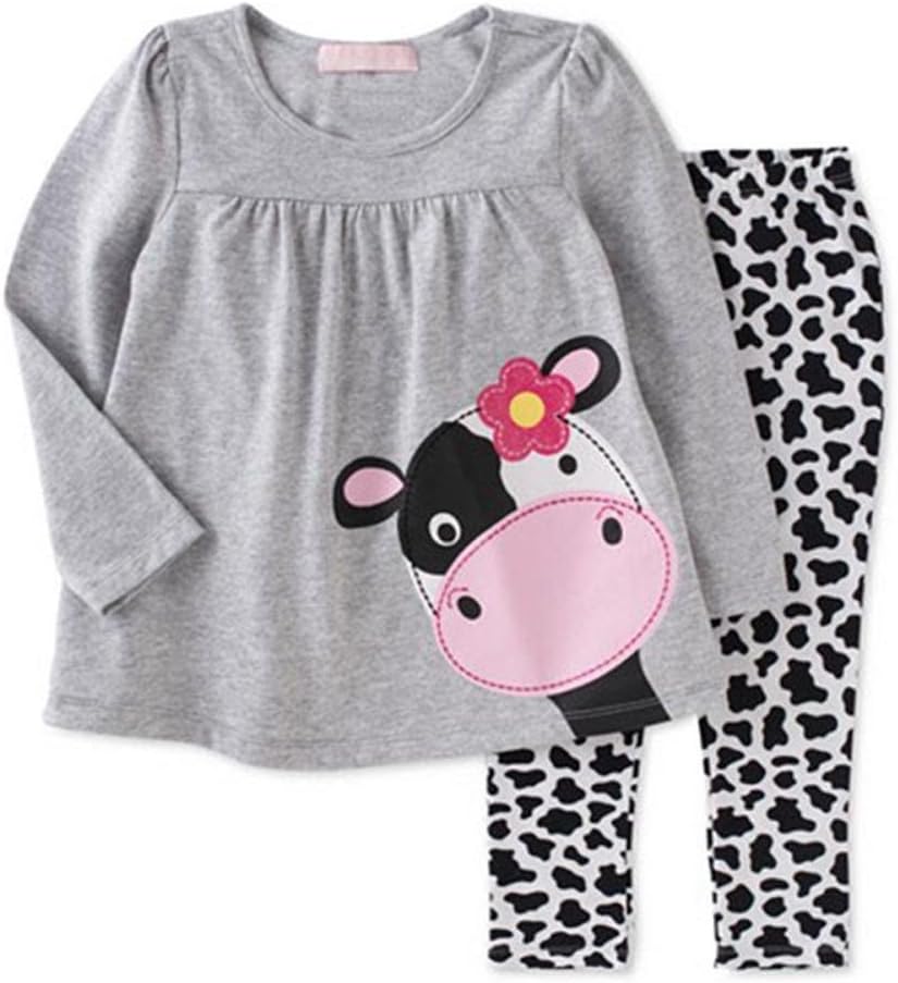 Coralup Toddler Boys Girls Unisex Cotton 2-Piece Long-Sleeve Shirts and Pants Playwear Set
