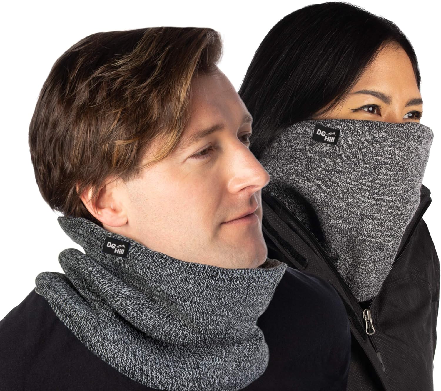 DG Hill (2 Pack Thick Heat Trapping Thermal Neck Warmers, Winter Neck Gaiter Set Fleece Lined
