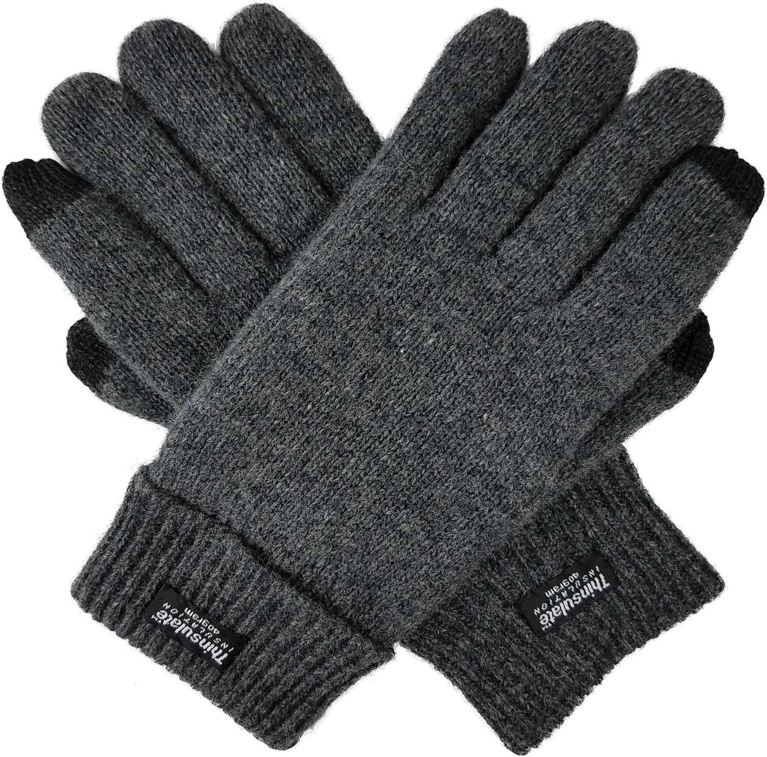 BRUCERIVER Men's Pure Wool Knitted Gloves with Thinsulate Lining